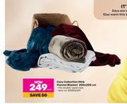 Cozy Collection Mink Flannel Blanket 200 x 200cm-Each