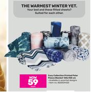 Cozy Collection Printed Polar Fleece Blanket 125 x 150cm-Each