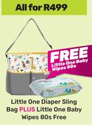 Little One Diaper Sling Bag Plus Little One Baby Wipes 80 Free-For All