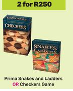 Prima Snakes And Ladders Or Checkers Game-For 2