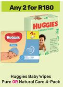 Huggies Baby Wipes Pure Or Natural Care-For Any 2 x 4-Pack