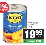 Koo Peach Halves Or Slices-410g Each