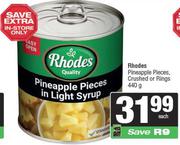 Rhodes Pineapple Pieces, Crushed Or Rings-440g Each
