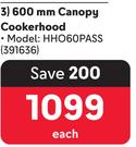 Hisense 600mm Canopy Cookerhood 391636