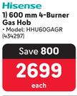 Hisense 600mm 4-Burner Gas Hob 434297