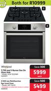 Whirlpool 750mm 5-Burner Gas On Glass Hob And 600mm Multifunction Eye-Level Oven-For Both