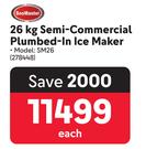 SnoMaster 26Kg Semi Commercial Plumbed In Ice Maker SM26