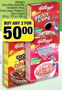 Kelloggs Coco Pops,Strawberry Pops, Froot Loops, Froties Or Rice Crispies-2 x 350g/375g/400g