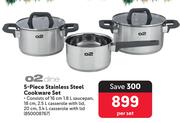 O2 Dine 5 Piece Stainless Steel Cookware Set-Per Set