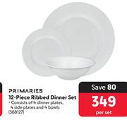 Primaries 12 Piece Ribbed Dinner Set-Per Set