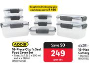 Addis 16 Piece Clipn Seal food Saver Set-Per Set