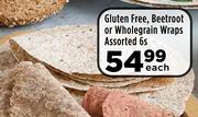 Gluten Free, Beetroot Or Wholegrain Wraps Assorted-6 Per Pack