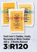 Food Lover's Cheddar, Gouda, Mozzarella Or White Cheddar-For 3 x 400g