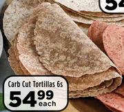 Carb Cut Tortillas-6 Per Pack 