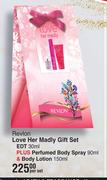 Revlon Love Her Madly Gift Set EDt 30ml Plus Perfumed Body Spray 90ml & Body Lotion 150ml-Per Set
