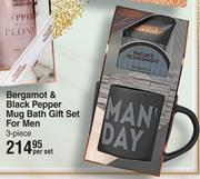 Nature's Nourishment Bergamot & Black Pepper Mug Bath Gift Set For Men 3 Piece-Per Set