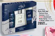 Lentheric Solo Gift Set Parfum Pour Homme 100ml Plus Deodorant Body Spray 100ml & Body Lotion 250ml