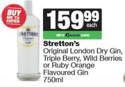 Stretton's Original London Dry Gin,Triple Berry,Wild Berries Or Ruby Orange Flavoured Gin-750ml