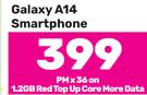 2 x Samsung Galaxy A14 Smartphone-On 1.2GB Red Top Up Core More Data