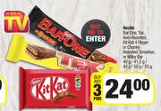 Nestle Barone, Tex, Aero, Kitkat 4 Finger Chunky,Smarties Or Milky Bar-For 3 x 40g/41.5g/42g/50g/55g