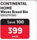 Continental Home Waves Bread Bin 850019786-Each