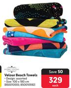 Home Living Velour Beach Towels 850010555, 850010592-Each