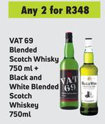 VAT 69 Blended Scotch Whisky 750ml + Black & White Blended Scotch Whisky 750ml-For 2