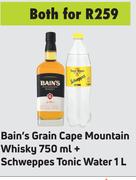 Bain's Grain Cape Mountain Whisky 750ml + Schweppes Tonic Water 1L-Both For