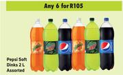 Pepsi Soft Drinks Assorted-For 6 x 2L