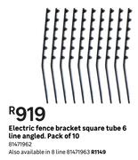 Electric Fence Bracket Square Tube 6 Line Angled Pack Of 10