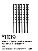 Electric Fence Bracket Square Tube 8 Line Pack Of 10