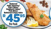 Battered Hake Squares/Fish Cakes/Haddock Cakes/Fish Bites/Battered Crispy Hake-Per Pack