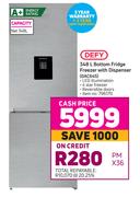 Defy 348L Bottom Fridge Freezer With Dispenser (DAC645)