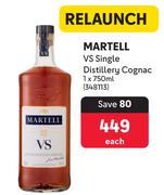 Martell VS Single Distillery Cognac-750ml Each