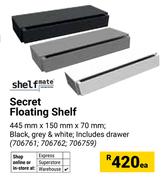 Shelfmate Secret Floating Shelf 445mm x 150mm x 70mm (706761,706762,706759)-Each
