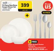 O2 Dine 12 Piece New Bone Coupe Dinner Set-Per Set
