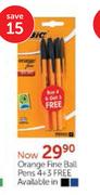 Orange Fine Ball Pens 4+3 Free