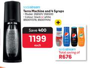 Sodastream Terra Machine & 4 Syrups-Each