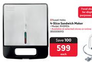 Russell Hobbs 4 Slice Sandwich Maker RHSM04