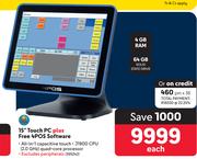 15" Touch PC Plus Free 4POS Software