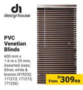 DH PVC Venetian Blinds 600mm x 1.6m x 25mm-Each