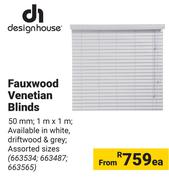 DH Fauxwood Venetian Blinds 50mm x 1m x 1m-Each