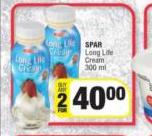 Spar Long Life Cream-For Any 2 x 300ml