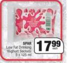 Spar Low Fat Drinking Yoghurt Sachets-5 x 125ml Each