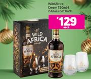 Wild Africa Cream 750ml & 2 Glass Gift Pack-Each