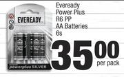 Eveready Power Plus R6 PP AA Batteries-6's Per Pack