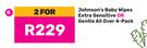 Johnson's Baby Wipes Extra Sensitive Or Gentle All Over 4 Pack-For 2
