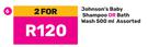 Johnson's Baby Shampoo Or Bath Wash Assorted-For 2 x 500ml