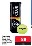 Dunlop 3-Ball Club Championship Tennis Ball Tin 329775-Each