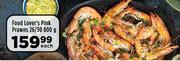 Food Lover's Pink Prawns 26/30-800g Each